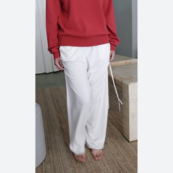 Extreme Cashmere Ivory Cotton/Cashmere Lounge Pant, One Size Only ** hemmed ** - Picture 11 of 11